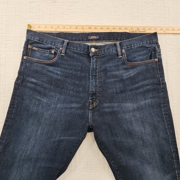 Ralph Lauren Polo Hampton Jeans Big Men's 42Bx30 Straight Leg Dark Wash Stretch - Picture 7 of 16